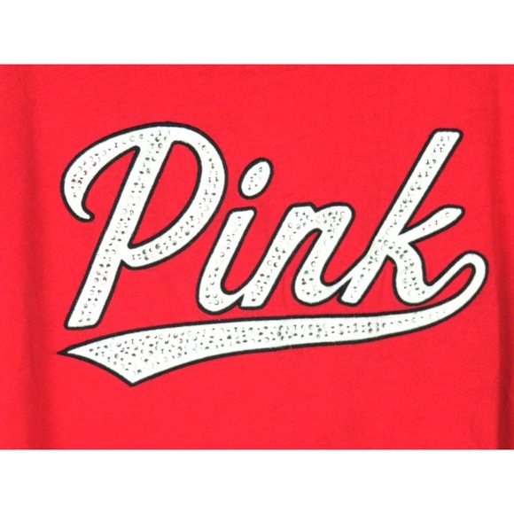 Victoria's Secret PINK Long Sleeved Sequined SpellOut Hoodie T-Shirt Women's LRG - Picture 4 of 9